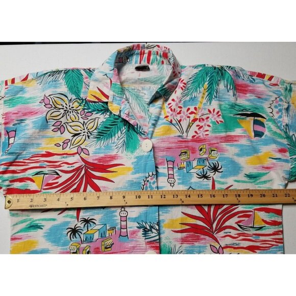 Randi of California Short Sleeve Button Up Hawaiian Shirt Blouse Women's Large - Picture 4 of 9